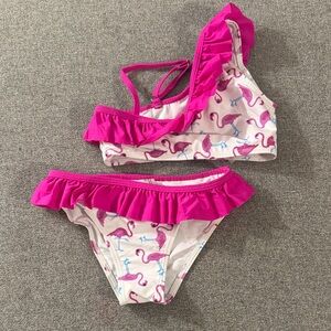 5/$15- Pink Flamingo Ruffle Bikini Set